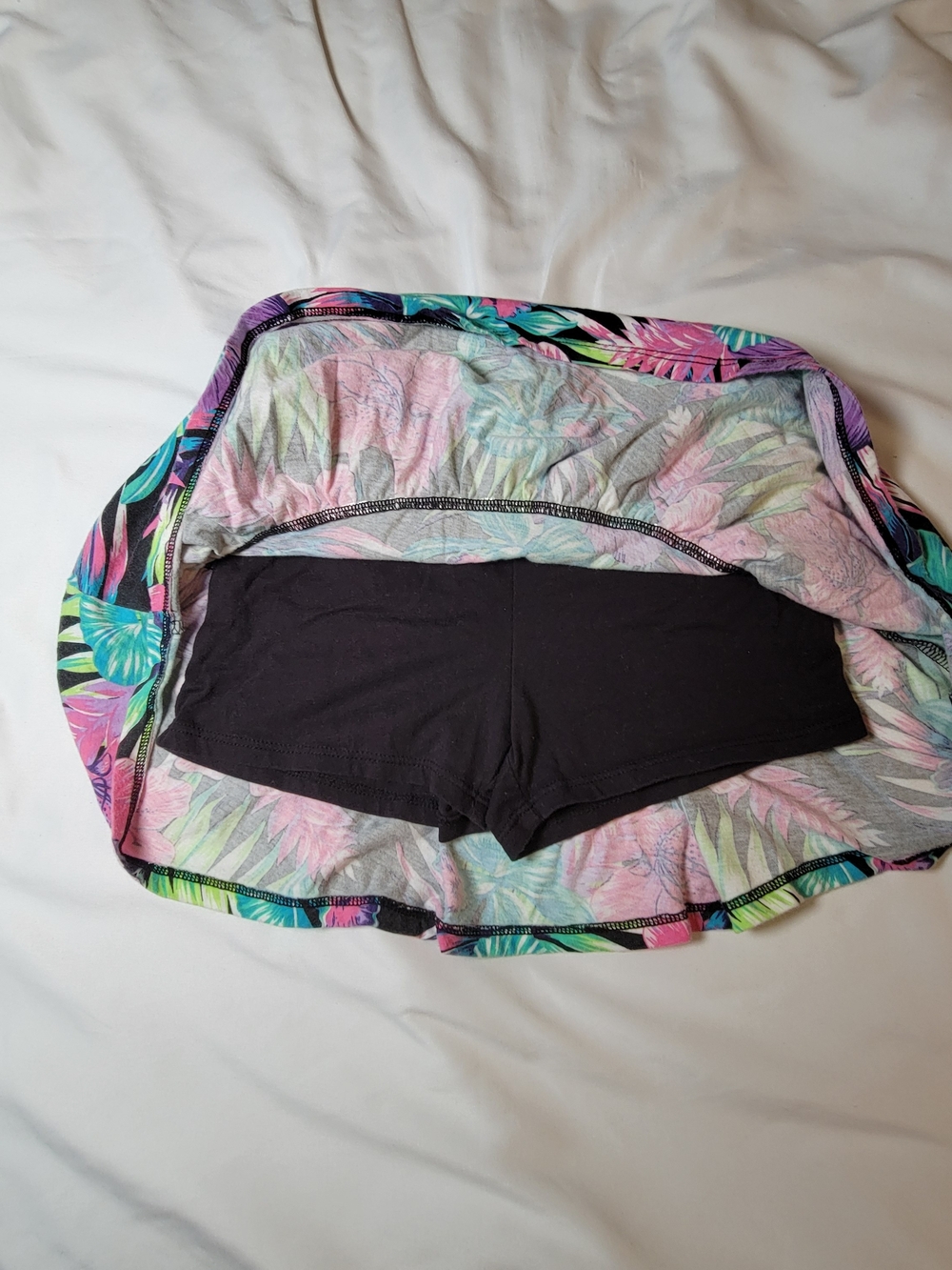 The Children's Place Black Floral Skirt with Pink & Teal Blooms - Size M (7/8) - Picture 2 of 4
